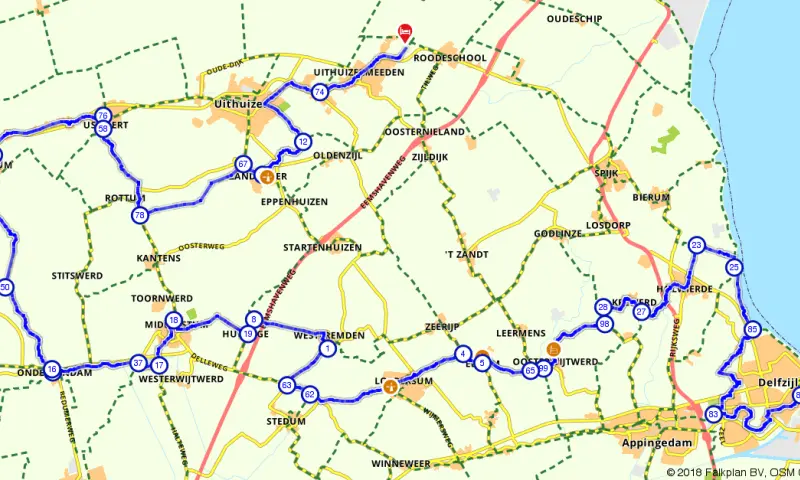 Route in Groningen