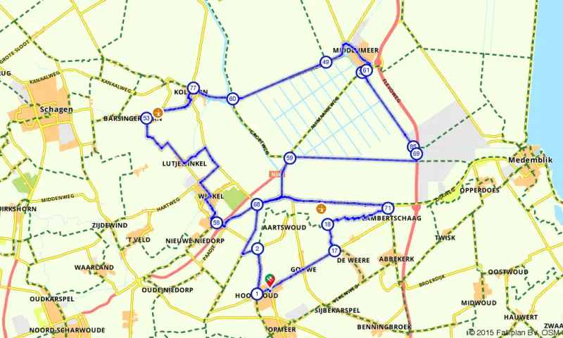 Route in Noord-Holland