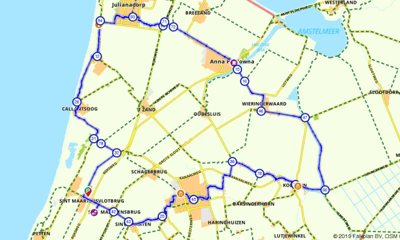 Route in Noord-Holland