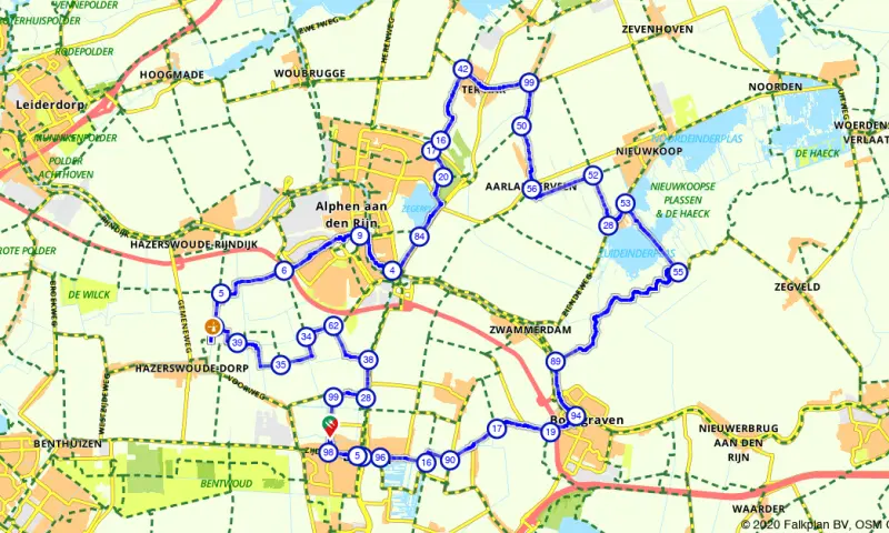 Route in Zuid-Holland