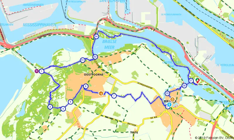 Route in Zuid-Holland
