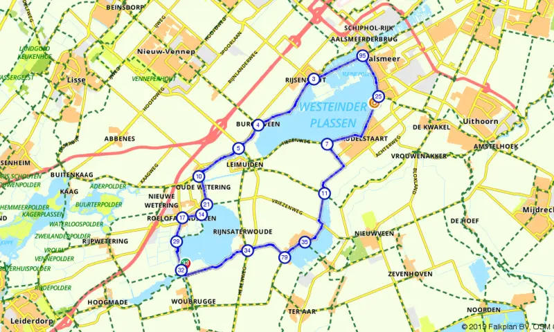 Route in Zuid-Holland