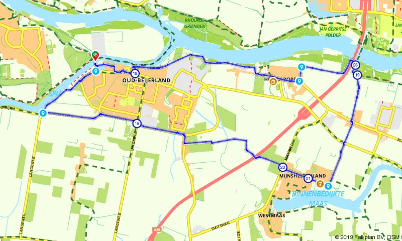 Route in Zuid-Holland