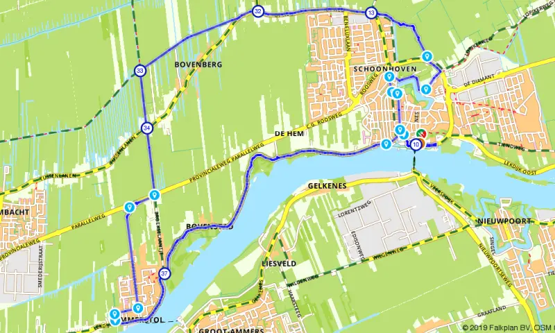 Route in Zuid-Holland