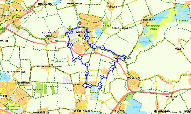 Route in Zuid-Holland