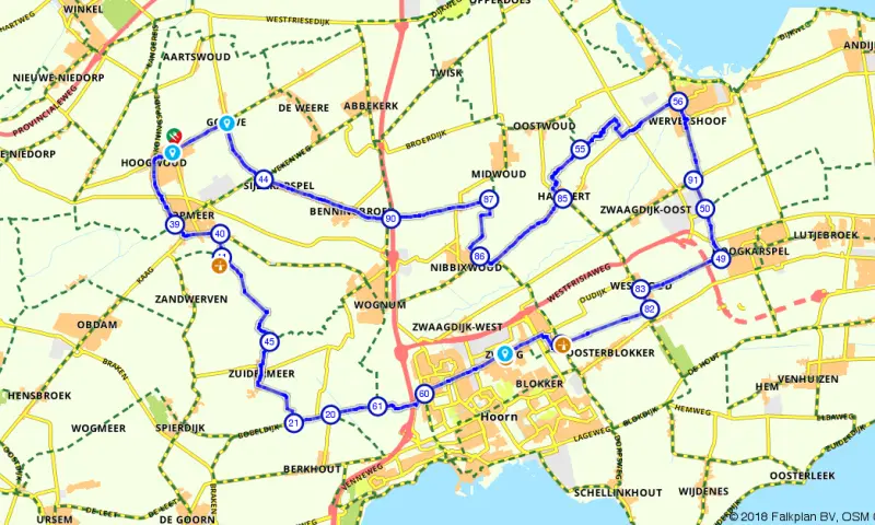 Route in Noord-Holland