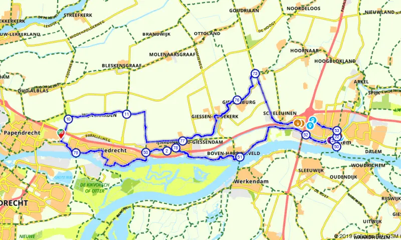 Route in Zuid-Holland