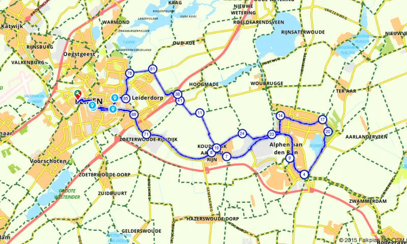 Route in Zuid-Holland