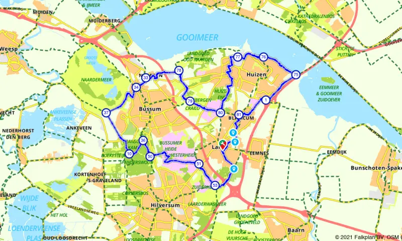 Rondje Tafelbergheide: Bussum, Laren en Huizen