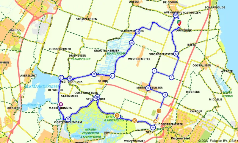 Route in Noord-Holland