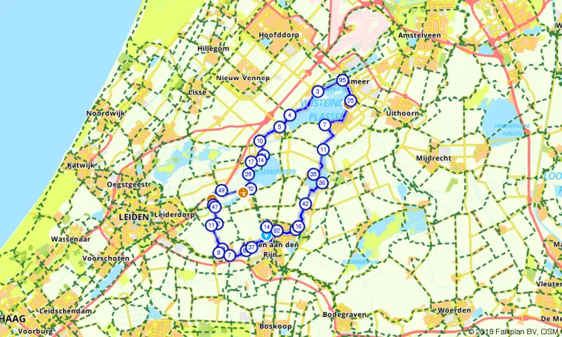 Route in Zuid-Holland