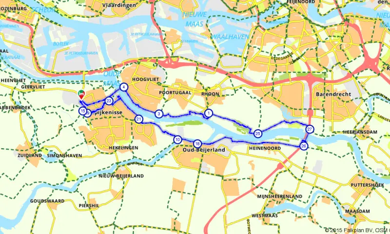 Route in Zuid-Holland
