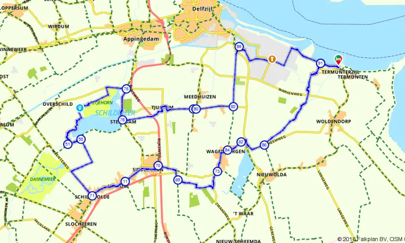 Route in Groningen