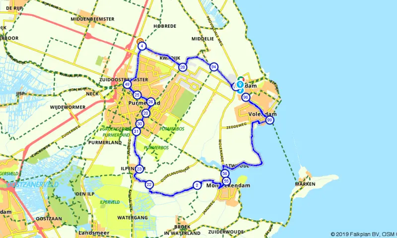 Route in Noord-Holland