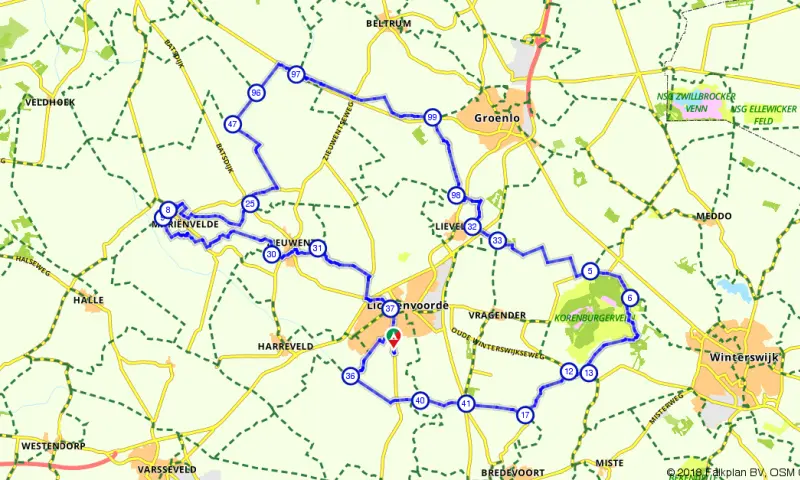 Route in Gelderland