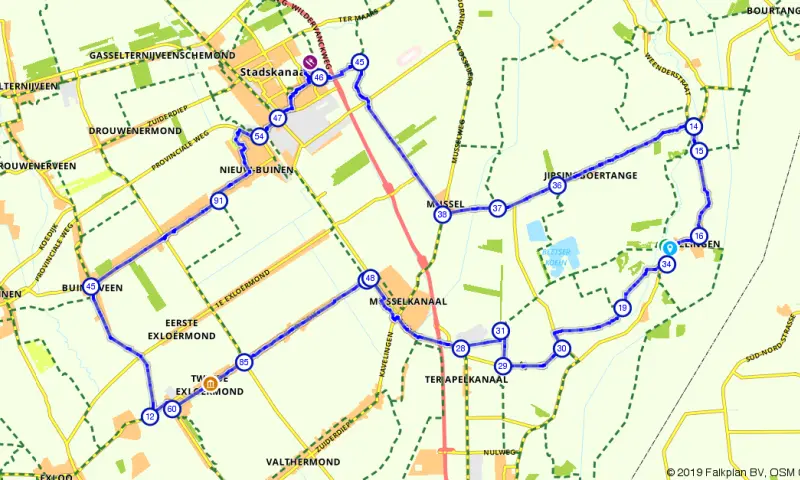 Route in Groningen