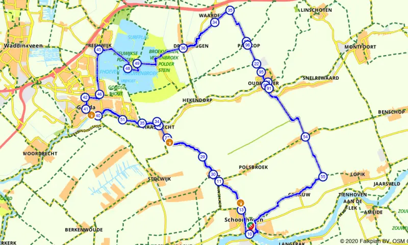 Route in Zuid-Holland