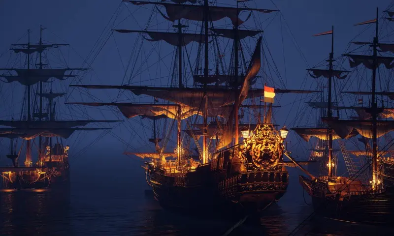 Schepen in de haven in 1665, Stad van het water