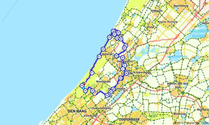 Route in Zuid-Holland
