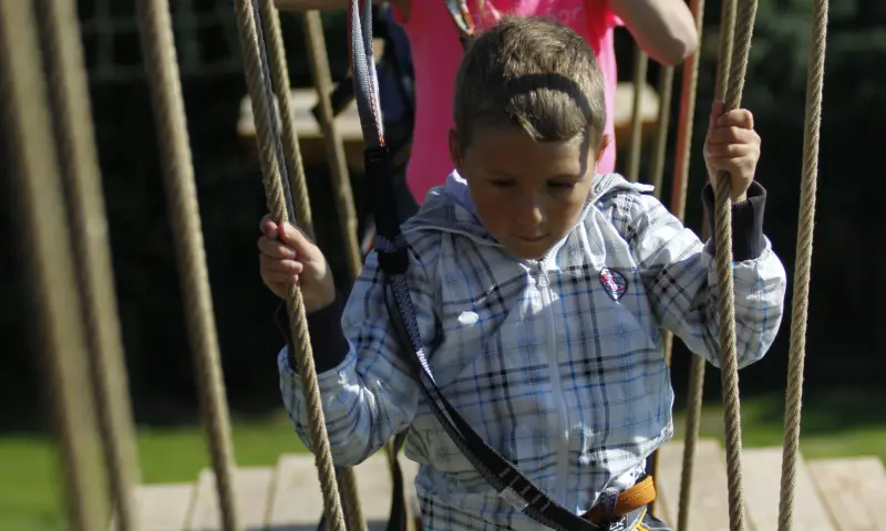 In de paden klauteren