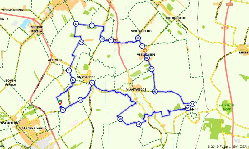 Route in Groningen