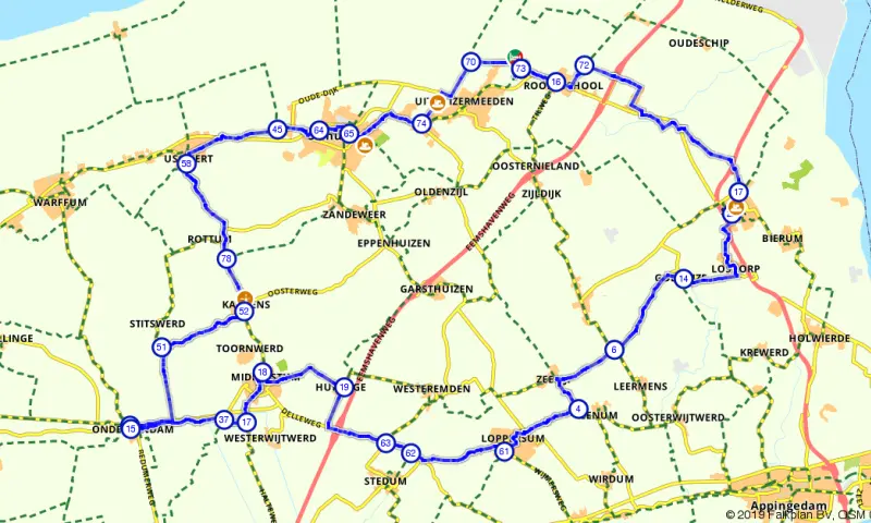 Route in Groningen