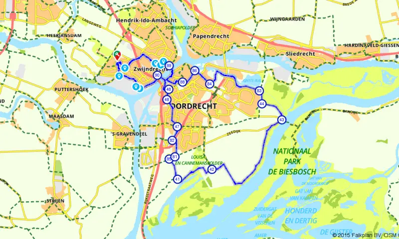 Route in Zuid-Holland