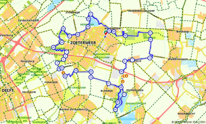 Route in Zuid-Holland
