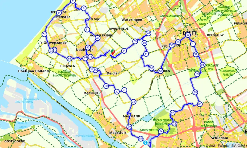 Route in Zuid-Holland