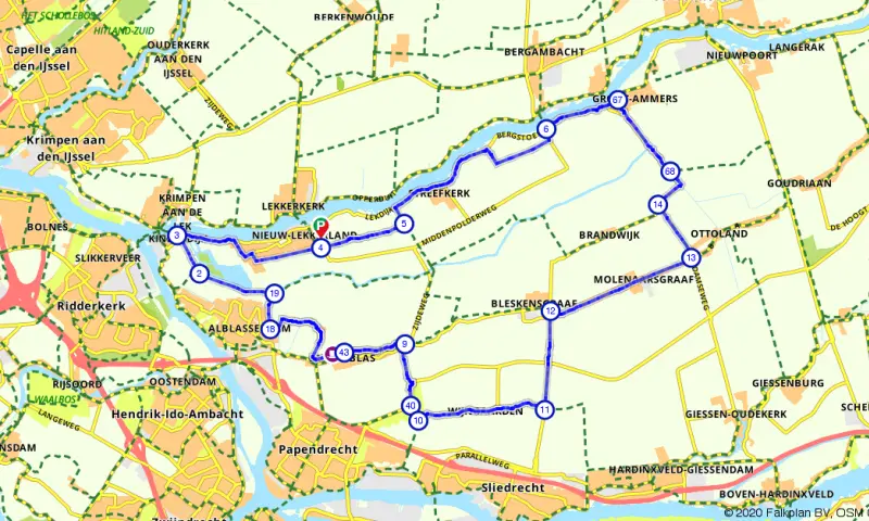 Route in Zuid-Holland