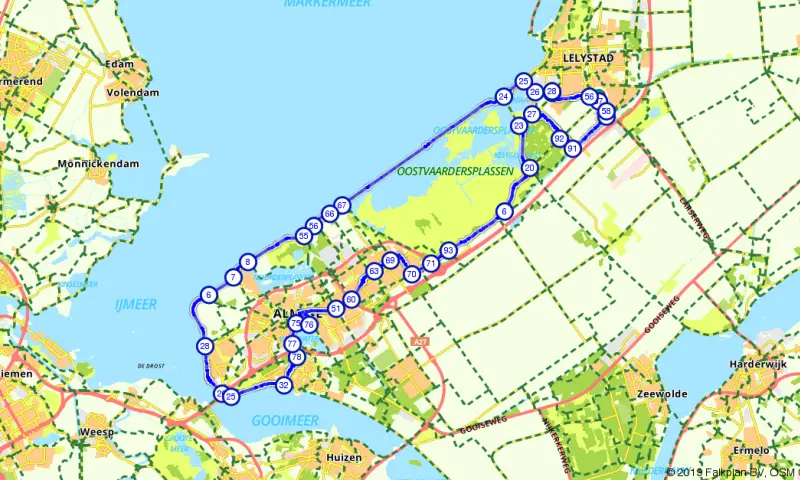 Oostvaarderplassen route