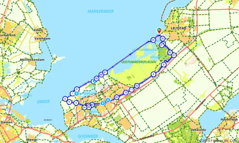 Oostvaarderplassen route