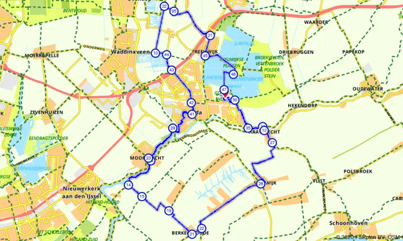 Route in Zuid-Holland