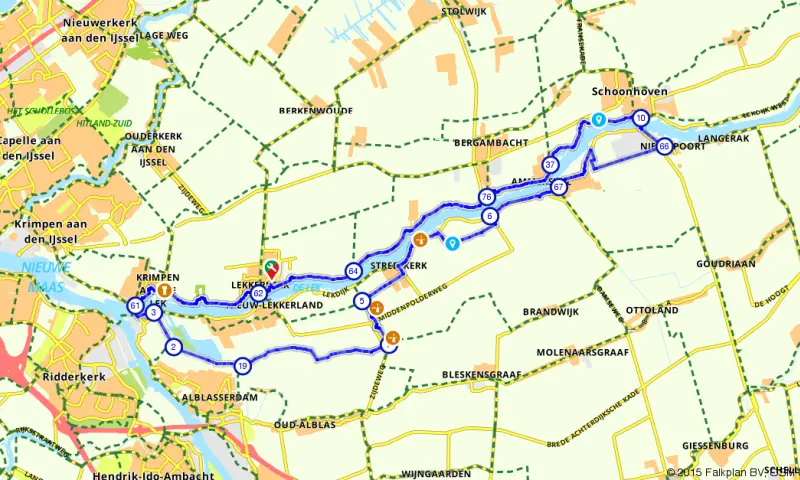 Route in Zuid-Holland