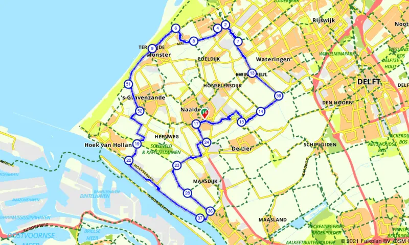 Route in Zuid-Holland