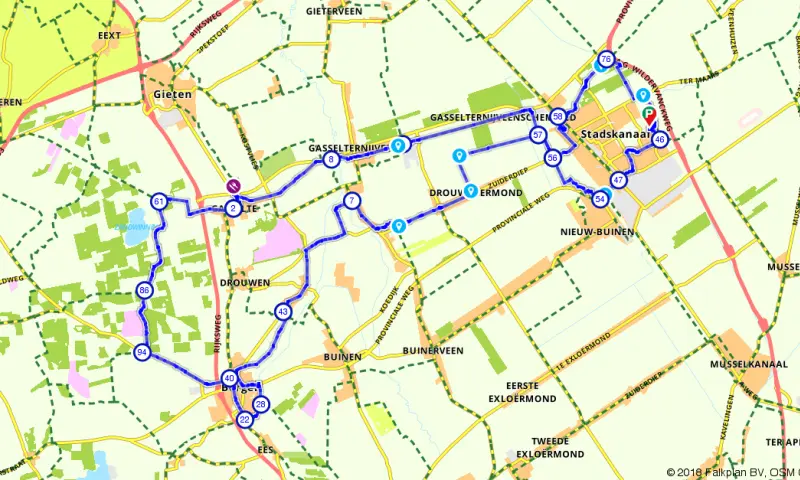Route in Groningen