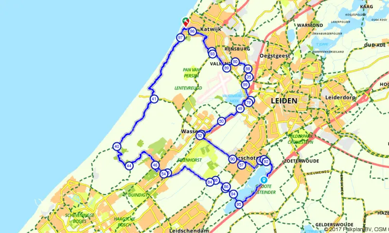 Route in Zuid-Holland
