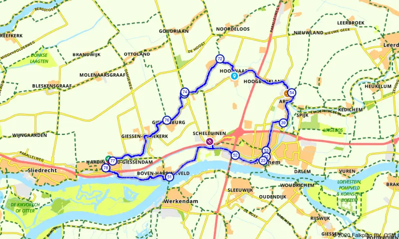 Route in Zuid-Holland