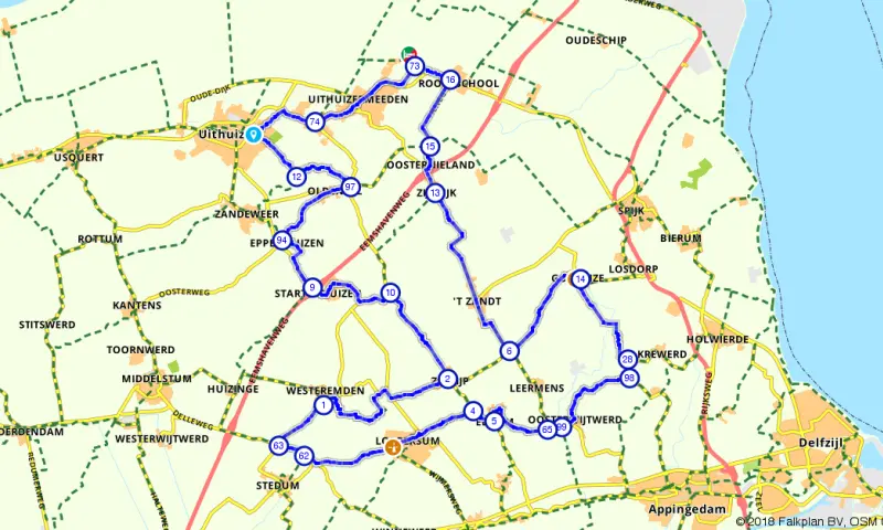 Route in Groningen