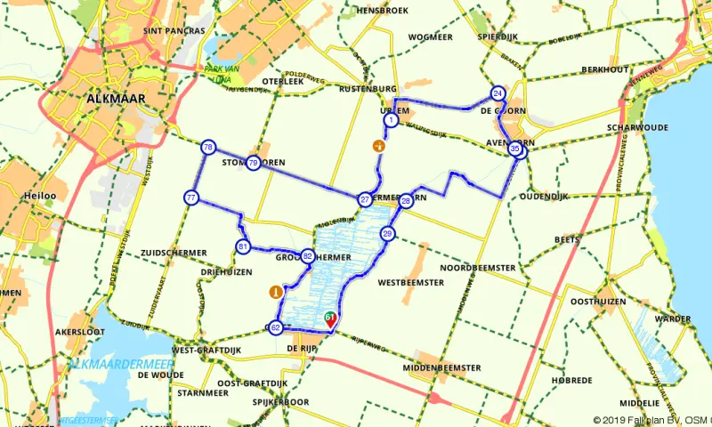 Route in Noord-Holland