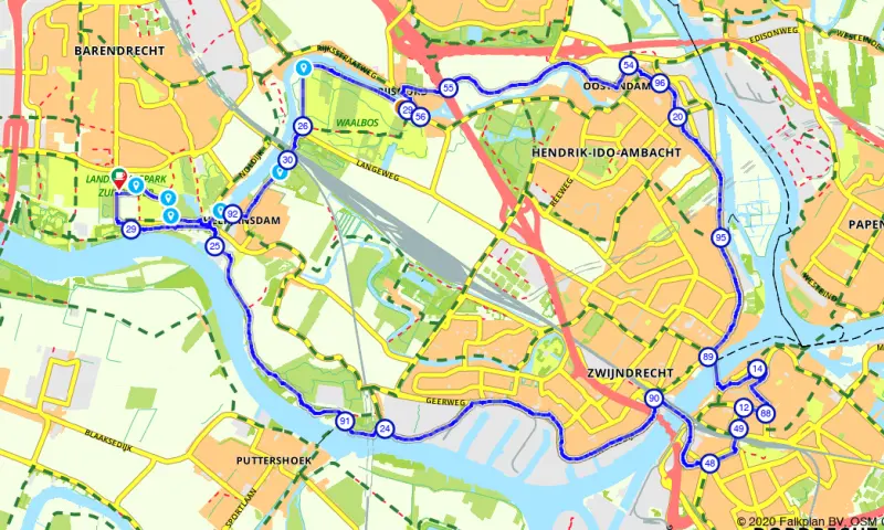 Route in Zuid-Holland