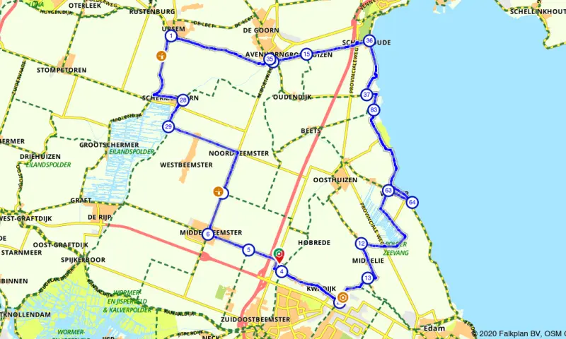 Route in Noord-Holland