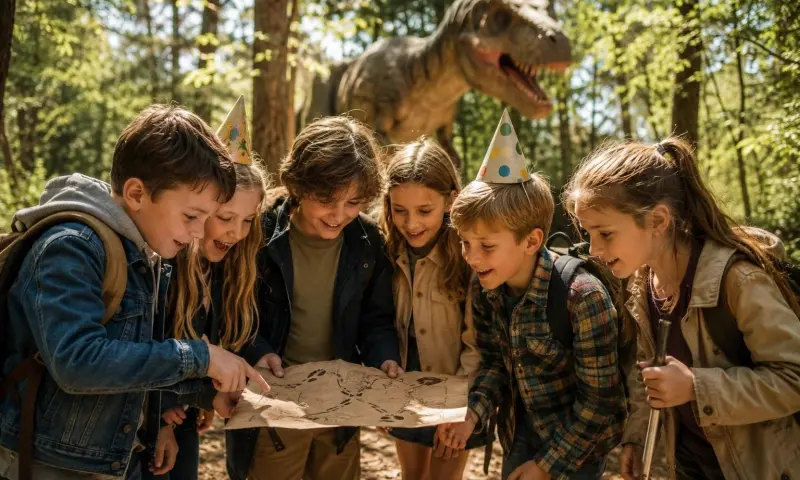 Kinderen op dinojacht